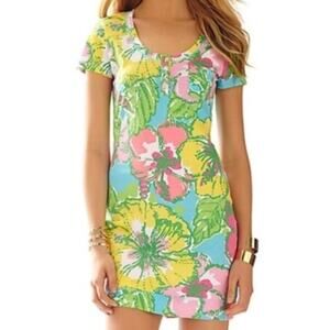 Lilly Pulitzer Britton Henley Cotton Dress Big Flirt Floral Print Small
